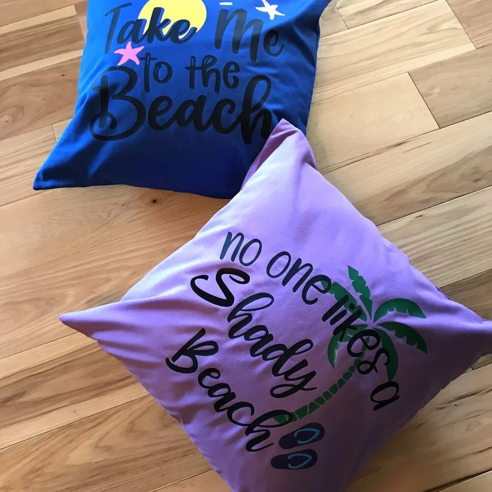 Handmade Beach Pillow Cover, Whimsical Ocean Décor Eco Friendly 18 x 18 inches